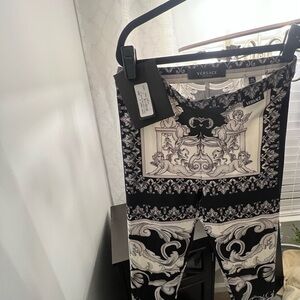 Versace Silver Baroque Print Leggings